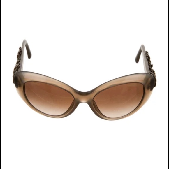 CHANEL  “Camellia” sunglasses New 5318-Q c.1511/s5  Size 55/17-135  3N  Leather - Picture 1 of 8